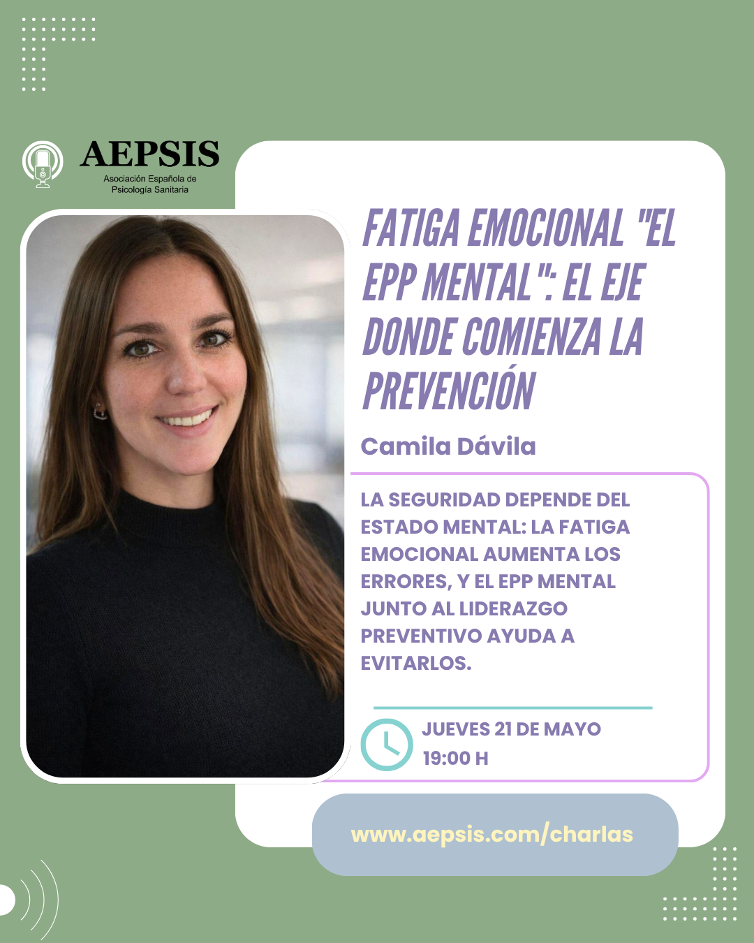 Charla: Fatiga Emocional "el EPP mental":  El eje donde comienza la prevención